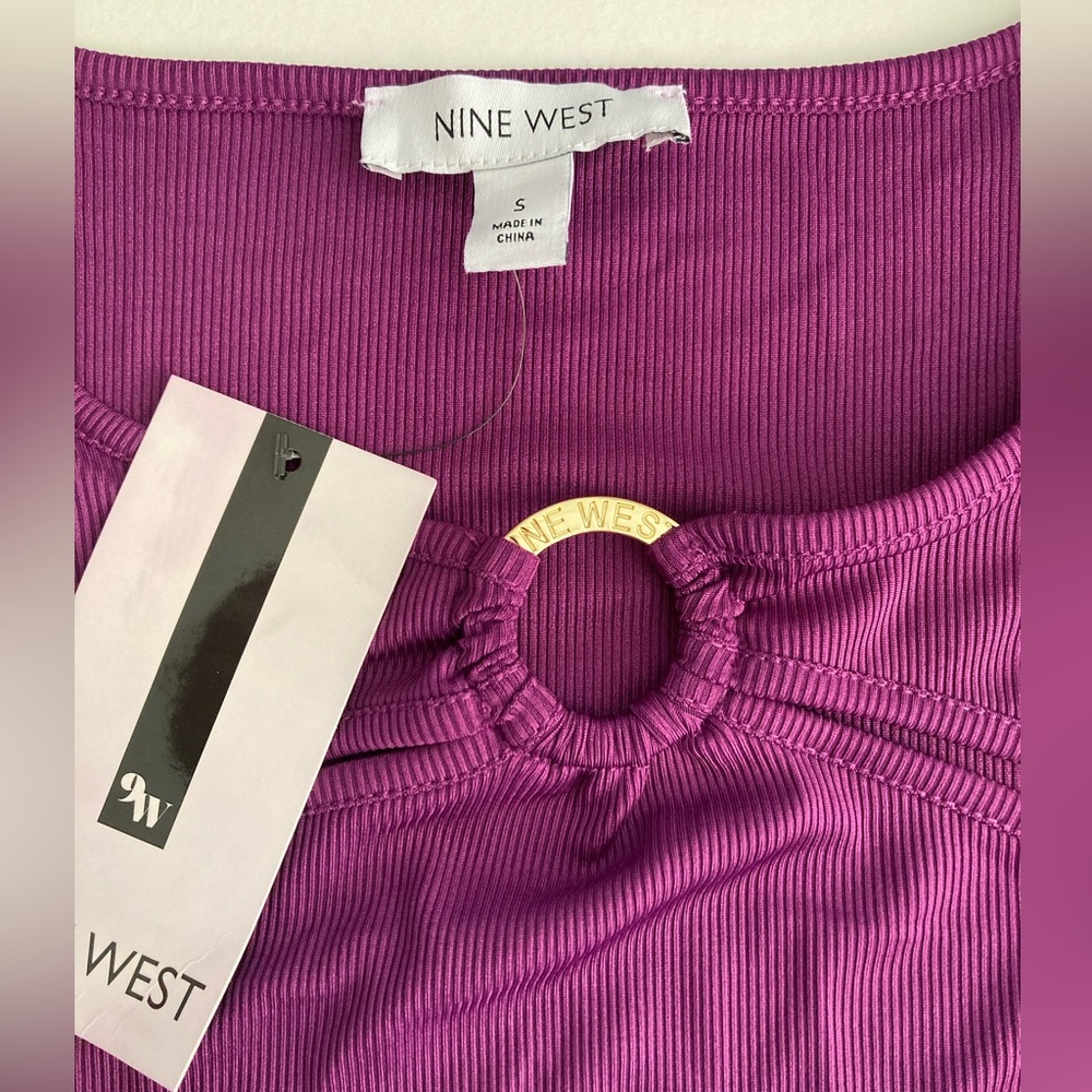 NINE WEST | NWT Purple Cutout Ribbed Long Sleeve Blouse - Picture 5 of 7